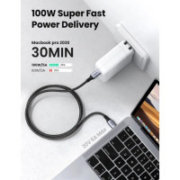 Кабель UGREEN US316 USB-C to USB-C 2.0 Cable 100W Alu Case with Braid 1.5m (Space Gray) (UGR-70428) (Колір Space-Gray) - фото № 3