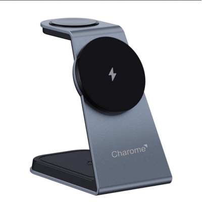 Бездротовий зарядний пристрій CHAROME H14 3-in-1 Wireless Charging Stand Silver - зображення 1