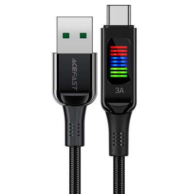 Кабель ACEFAST C7-04 USB to Type-C 3A, 1.2m, nylon, zinc connectors, LED, Black - изображение 1