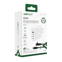 Мережевий зарядний пристрій ACEFAST A37 PD100W GaN (3*CUSB-C+USB-A) charger set White (Колір Білий) - фото № 4