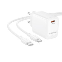 Мережевий зарядний пристрій BOROFONE BN26 Fuente single-port PD20W charger set (C to C) (EU) White (Цвет Білий) - фото № 5