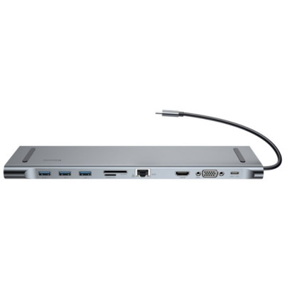 USB-концентратор Baseus Enjoyment Series Type-C Notebook HUB Adapter (GrayPD/HDMI/VGA/RJ45/SD/USB*3/адаптер) (CATSX-F0G) - зображення 1