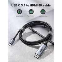 Кабель UGREEN MM142 USB-C to HDMI Male to Male Cable Aluminum Shell 1.5m (Gray Black)(UGR-50570) (Колір Black) - фото № 5