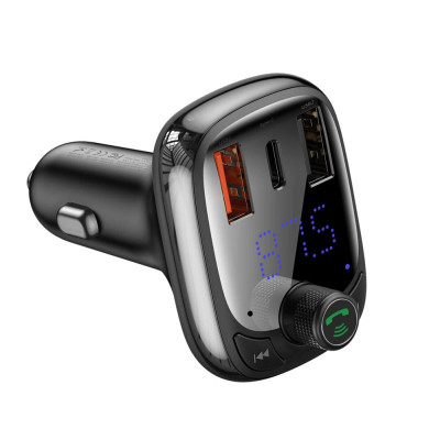 АЗП з FM-модулятором Baseus T Shaped S-13 Car Bluetooth MP3 Player (PPS Fast Charger Edition) Black - зображення 5