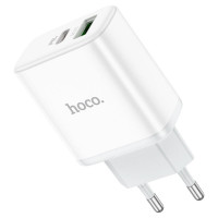 Мережевий зарядний пристрій HOCO C105A Stage dual port PD20W+QC3.0 charger White (Цвет Белый) - фото № 4