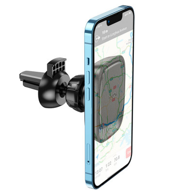 Тримач для мобільного HOCO CA115 Blue Shark air outlet magnetic car holder Black Metal Gray - изображение 5