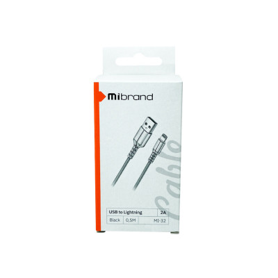Кабель Mibrand MI-32 Nylon Charging Line USB для Lightning 2A 0,5м Черный (MIDC/3205LB) - изображение 1