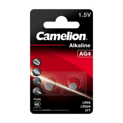Батарейка CAMELION AG4 Button cell BP2 2шт (C-12050204) (4260216454622) - зображення 1