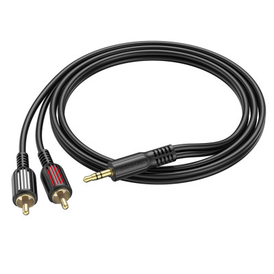 Аудiо-кабель BOROFONE BL11 3.5mm to double RCA audio cable Black - изображение 2