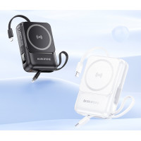 Зовнішній акумулятор BOROFONE BJ59 Refined 22.5W+PD20W fully compatible power bank with magnetic cable (10000mAh) Black (Колір Черный) - фото № 5