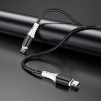Кабель BOROFONE BX79 Type-C to Type-C 3A,60W, 1m, silicone, silicone connectors, Black (Колір 7073) - фото № 2