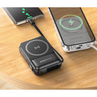 Зовнішній акумулятор BOROFONE BJ59 Refined 22.5W+PD20W fully compatible power bank with magnetic cable (10000mAh) Black (Колір Черный) - фото № 4