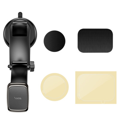 Тримач для мобільного HOCO CA107 Center console magnetic car holder Black Metal Gray - зображення 6