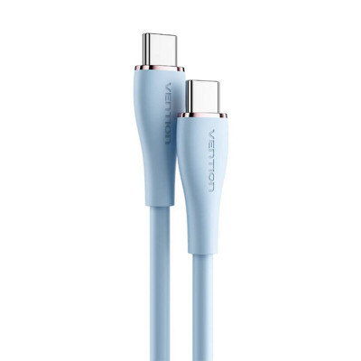 Кабель Vention USB 2.0 C Male to C Male 5A Кабель 1,5 м Голубой силиконовый тип (TAWSG) - изображение 1