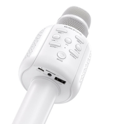 Портативна колонка BOROFONE BF1 Rhyme karaoke microphone White - изображение 1