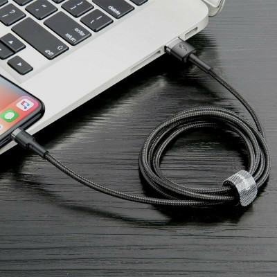 Кабель Baseus Cafule Cable USB For Lightning 2.4A 0.5m Серый+Черный - изображение 6