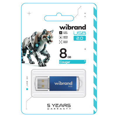 Flash Wibrand USB 2.0 Cougar 8Gb Blue - изображение 2