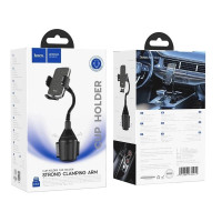 Автотримач для телефона HOCO H63 Utmost push-type car mount(cup holder) Black (Колір 7073) - фото № 2