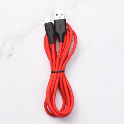 Кабель HOCO X21 Plus USB to iP 2.4A, 1m, silicone, silicone connectors, Black+Red (6931474711823) - изображение 2