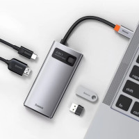 USB-хаб Baseus Metal Gleam Series 4-in-1 Multifunctional Type-C HUB Docking Station Gray（Type-C to HDMI*1+USB3.0*1+USB2.0*1+PD*1） (Колір Gray) - фото № 7