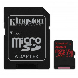microSDXC (UHS-1 U3) Kingston Canvas React 64Gb class 10 (R100MB/s, W80MB/s) (adapter SD)