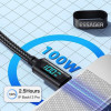Кабель Essager Enjoy со светодиодной подсветкой и цифровым дисплеем USB-кабель для зарядки от типа C до типа C, 100 Вт, 2 м, черный (EXCTT1-XYA01-P) (EXCTT1-XYA01-P) - изображение 4