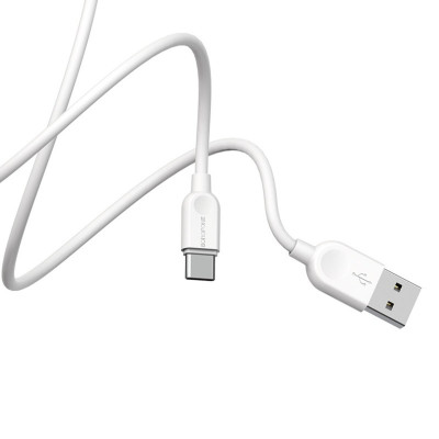 Кабель BOROFONE BX14 USB to Type-C 2.4A, 1м, ПВХ, разъемы TPE, Белый (BX14C1W) - изображение 1