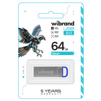 Флеш-накопичувач Wibrand USB 2.0 Falcon 64Gb Blue (Колір Голубой) - фото № 2