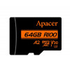 microSDXC (UHS-1 U3) Apacer A2 64Gb class 10 V30 (R100MB/s, W80MB/s) (adapter SD) (AP64GMCSX10U8-R) - зображення 2