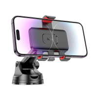 Автотримач для телефона HOCO H22 Dragon automatic clamping car holder(center console) Red Black (Цвет Red Black) - фото № 5