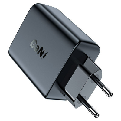 Мережевий зарядний пристрий ACEFAST A29 PD50W GaN (USB-C+USB-C) двухпортовое зарядное устройство, черное (AFA29B) - изображение 1