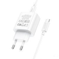 Мережевий зарядний пристрій HOCO C76A Pro Majestic single port PD30W charger set (Type-C to Type-C)(EU) White (Цвет Білий) - фото № 6