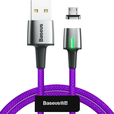 Кабель Baseus Zinc Magnetic Cable USB For Micro 2.4A 1m Purple - зображення 1
