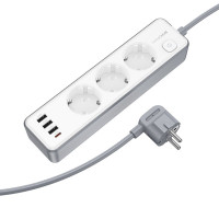 Мережевий подовжувач BOROFONE BAC9 Power 3-position socket(PD20W/1C3A)(EU/GER)(L=2M) White (Цвет 7068) - фото № 4