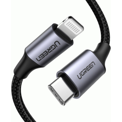 Кабель UGREEN US304 USB-C to Lightning M/M Cable Aluminum Shell Braided 1m (Black) (UGR-60759) - зображення 2