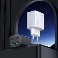 Мережевий зарядний пристрій HOCO N55 Fundador four-port PD20W(2C2A) charger Black (Колір 7073) - фото № 5