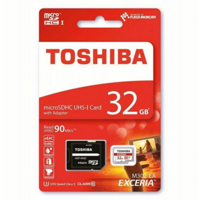 microSDHC (UHS-1 U3) Toshiba Exceria 32Gb class 10 (R90MB/s) (adapter SD) - изображение 1