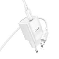 Мережевий зарядний пристрій HOCO C148A Charm single port PD30W charger set (C to iP) (EU) White (Цвет Білий) - фото № 3