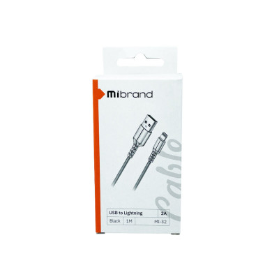Кабель Mibrand MI-32 Nylon Charging Line USB for Lightning 2A 1m Black - зображення 2