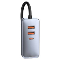 Автомобільний зарядний пристрій Baseus Share Together PPS multi-port Fast charging with extension cord 120W 2U+2C Gray (Цвет Серый) - фото № 3