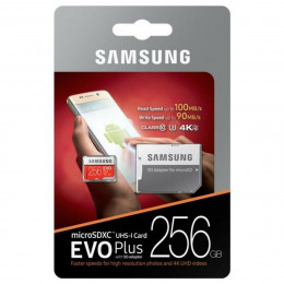microSDXC (UHS-1 U3) Samsung EVO Plus 256Gb class 10 (R-100Mb/s, W-90Mb/s) (adapter SD)