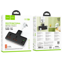 Мережевий подовжувач HOCO AC12 Reise 2-position expansion socket(PD30W/1C3A) Black (Цвет Черный) - фото № 3