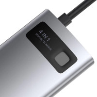 USB-хаб Baseus Metal Gleam Series 4-in-1 Multifunctional Type-C HUB Docking Station Gray（Type-C to HDMI*1+USB3.0*1+USB2.0*1+PD*1） (Колір Gray) - фото № 5