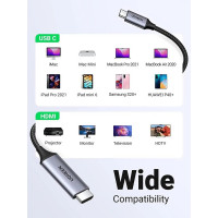 Кабель UGREEN MM142 USB-C to HDMI Male to Male Cable Aluminum Shell 1.5m (Gray Black)(UGR-50570) (Колір Black) - фото № 6