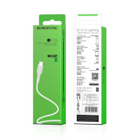 Кабель BOROFONE BX16 USB to iP 2A, 1m, PVC, TPE connectors, White (Цвет Білий) - фото № 3