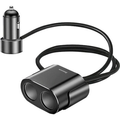 Автомобільний зарядний пристрій Baseus High Efficiency One to Two Cigarette Lighter Black - зображення 1