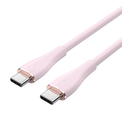 Кабель Vention USB 2.0 C Male to C Male 5A Кабель 1 м Розовый силиконовый тип (TAWPF) - изображение 2