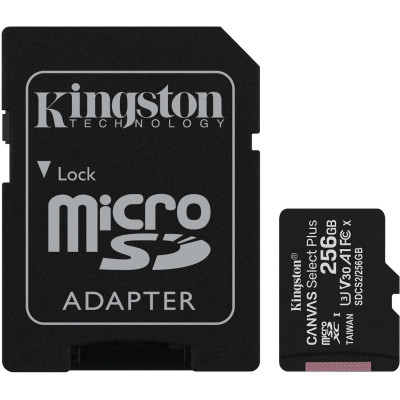microSDXC (UHS-1) Kingston Canvas Select Plus 256Gb class 10 А1 (R-100MB/s) (adapter SD) - изображение 1