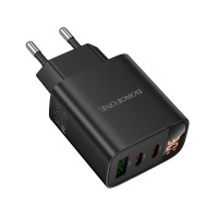 Мережевий зарядний пристрій BOROFONE BA98A Ilustre PD30W (2C1A) charger with digital display (EU) Black (Колір 7073) - фото № 4
