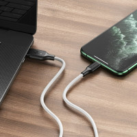 Кабель BOROFONE BX42 USB to iP 2.4A, 1m, silicone, TPE connectors, White (Цвет 7068) - фото № 2
